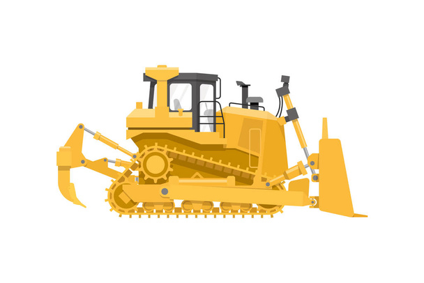 Platte zware mijnbouw dozer bulldozer - Vector, afbeelding