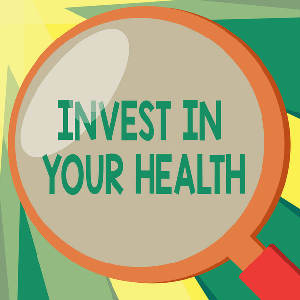 Escritura manual conceptual que muestra Invest In Your Health. Foto de negocios mostrando Vive un estilo de vida saludable Comida de calidad para el bienestar
 - Foto, imagen