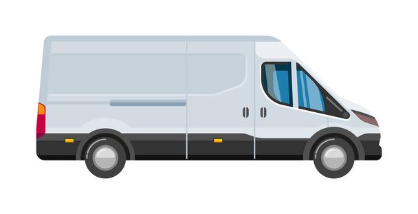 fehér minibusz. haszongépjármű utas van Tour vektor gépkocsi rajzfilm stílusban izolált - Vektor, kép