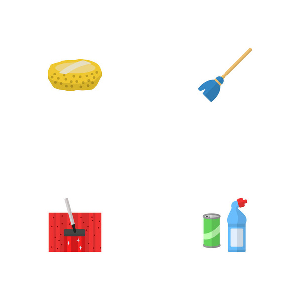 Set von Hygiene-Symbolen Flache Stil-Symbole mit Waschmittel, Schneebesen, Haushaltshilfen und anderen Symbolen für Ihr Web-App-Logo-Design. - Vektor, Bild