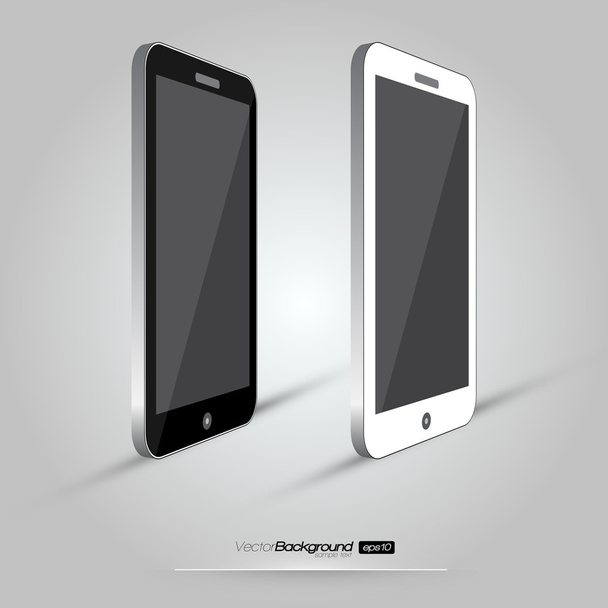 Dos teléfonos inteligentes aislados sobre fondo blanco. Eps 10 Diseño Vector Ilustración
 - Vector, imagen