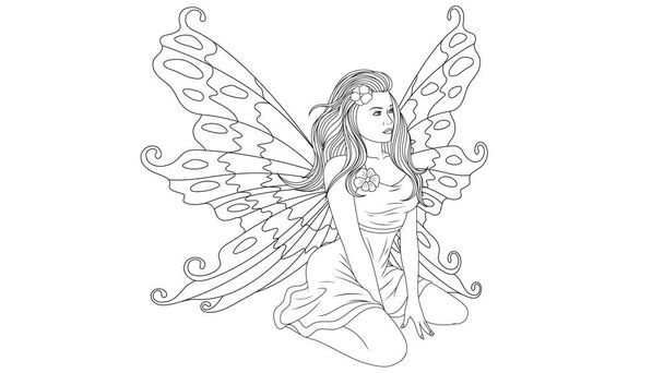 coloring cute fairy  - Vector, Imagen