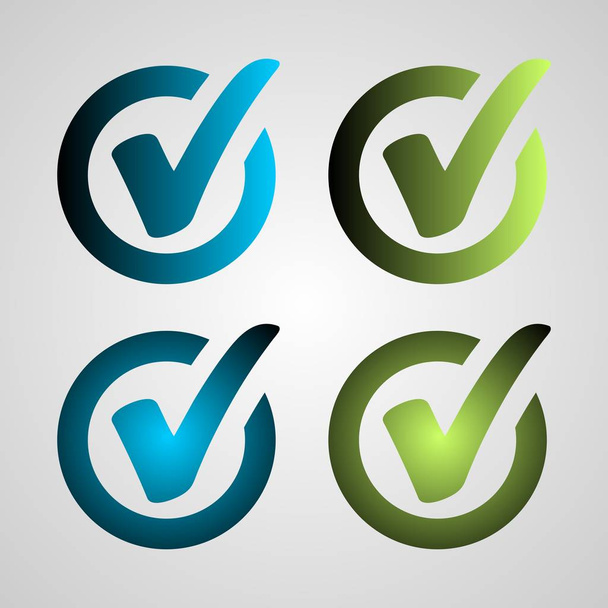 Botões verdes azuis no fundo branco para web site ou aplicação
. - Vetor, Imagem