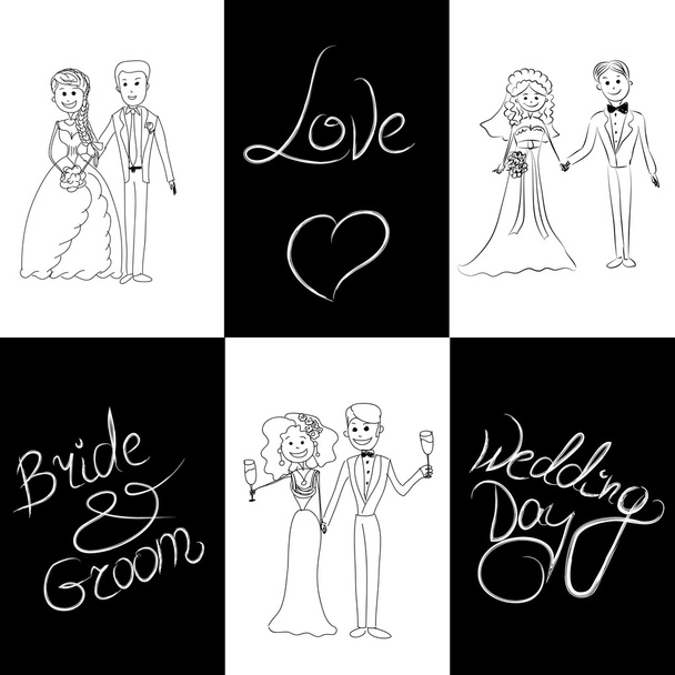 bruiloft schetsen - Vector, afbeelding