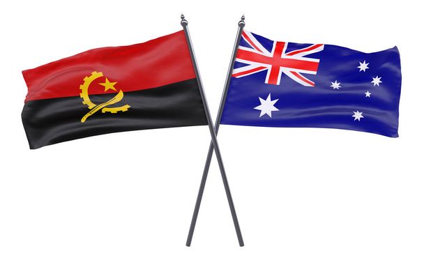 angola and australia, two crossed flags isolated on white background - Φωτογραφία, εικόνα