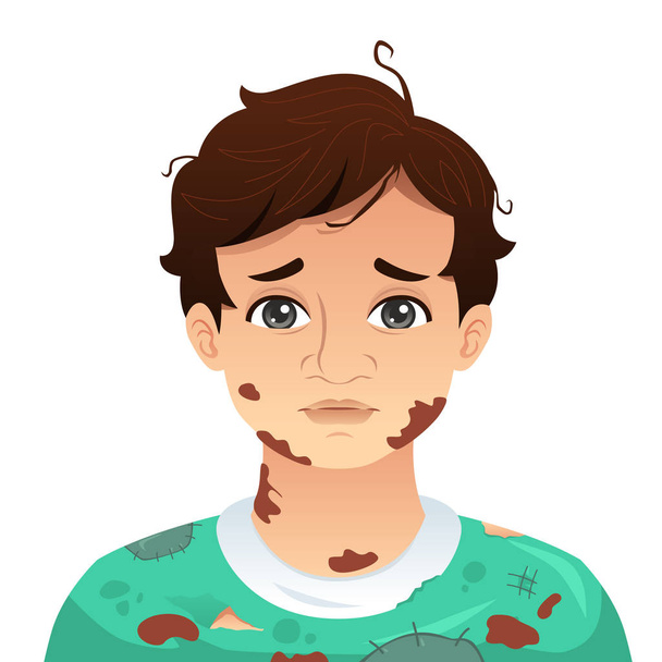 Une illustration vectorielle de Jeune homme au visage sale et boueux
  - Vecteur, image
