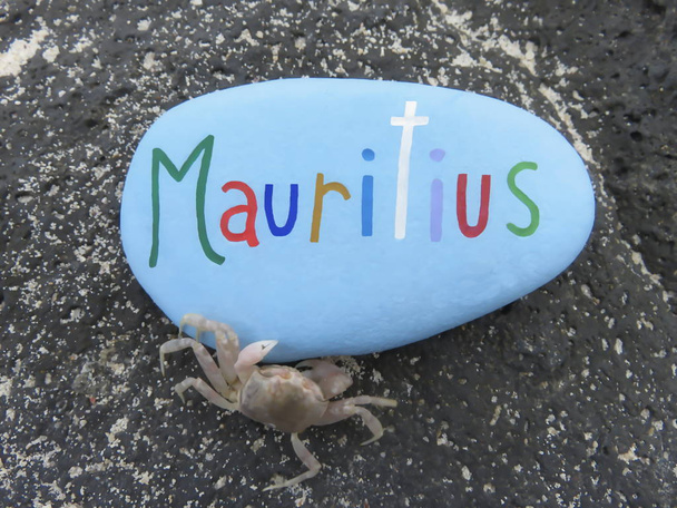 Stone souvenir from Mauritius island with a crab - Photo, Image