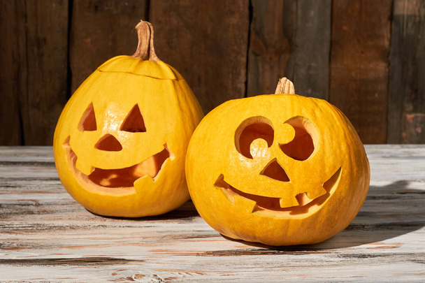 Funny carved Halloween pumpkins. - Fotografie, Obrázek