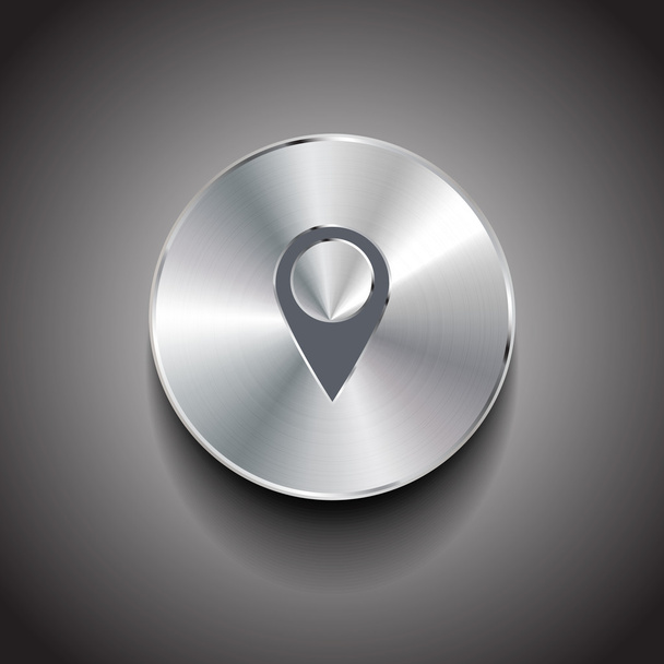 Location pointer metal button - Vector, Image
