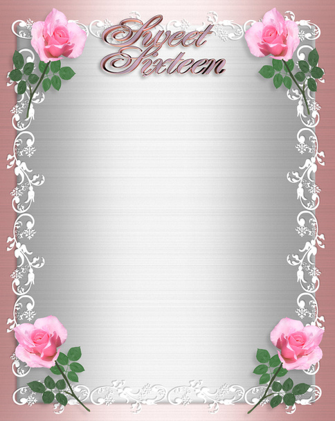 Sweet Шестнадцать приглашений Розовый Сатин
 - Фото, изображение