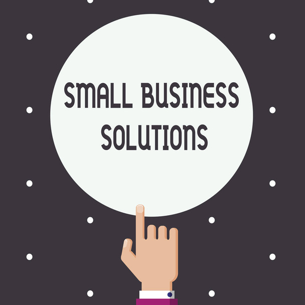 Word Writing Text Small Business Lösungen. Geschäftskonzept für ein Unternehmen zur Lösung spezifischer Handelsprobleme - Foto, Bild