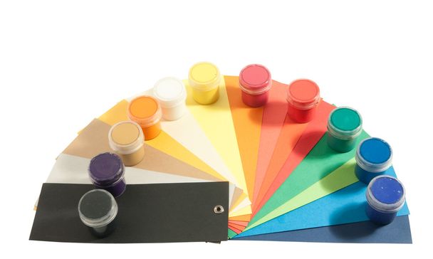 Paints and colored paper - Foto, Imagen