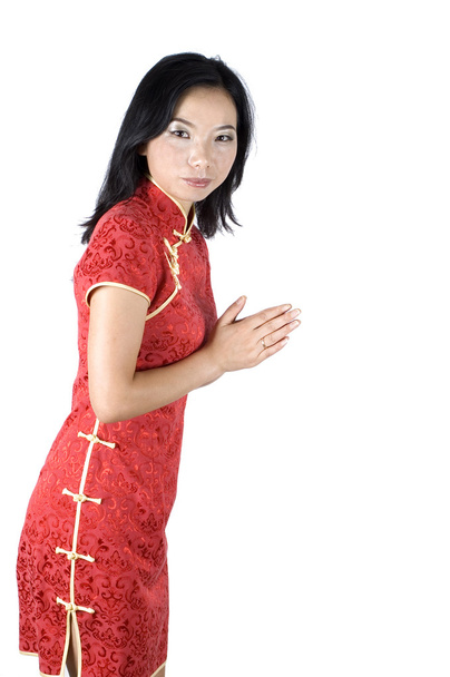 Chinese girl - welcoming guests - Foto, Imagem