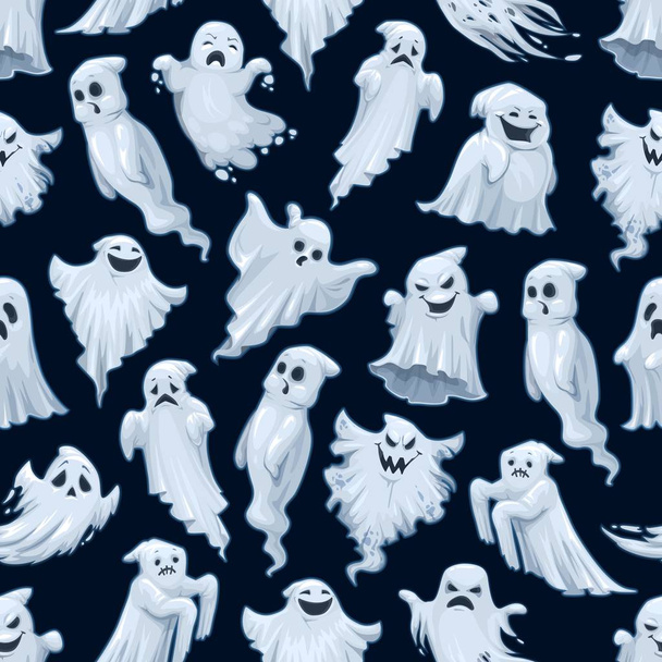 Halloween holiday cartoon ghost seamless pattern - Vektör, Görsel