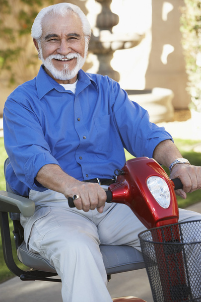 Senior Man On Motor Scooter - Photo, image