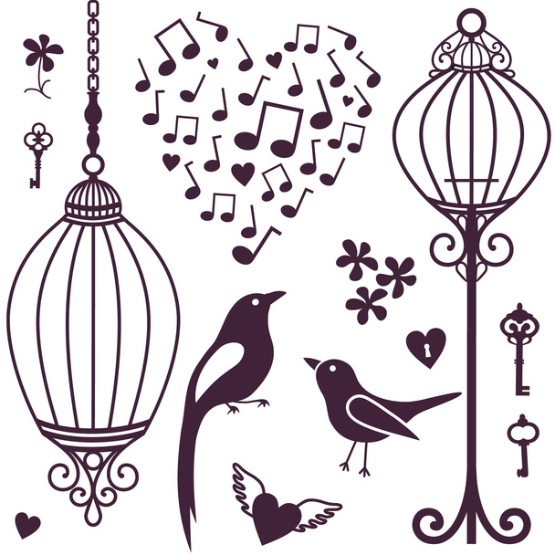 wall stickers birds cages - Foto, imagen