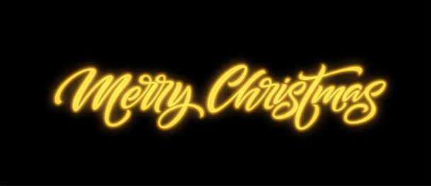 Merry Christmas neon letters - Vector, afbeelding