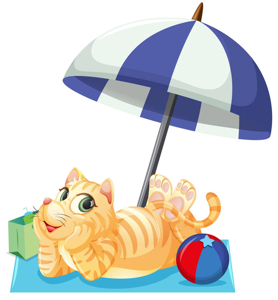 A cat on summer holiday illustration - Vector, Image