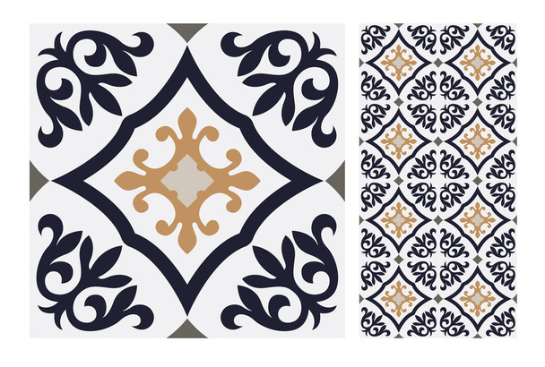 azulejos Patrones portugueses diseño antiguo sin costuras en Vector ilustración vintage
 - Vector, imagen
