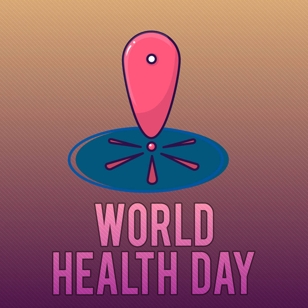 Uwaga: pisanie Wyświetlono Światowy dzień zdrowia. Dzień świadomości biznesowej zdjęcie formacie prezentującym globalnego zdrowia obchodzony co roku - Zdjęcie, obraz