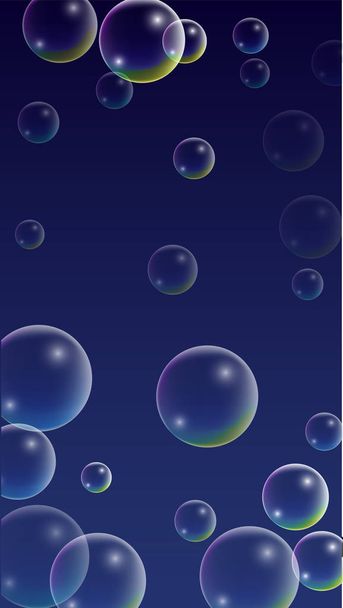 ubble with Hologram Reflection. Set of Realistic Water or Soap Bubbles for Your Design. - Вектор,изображение