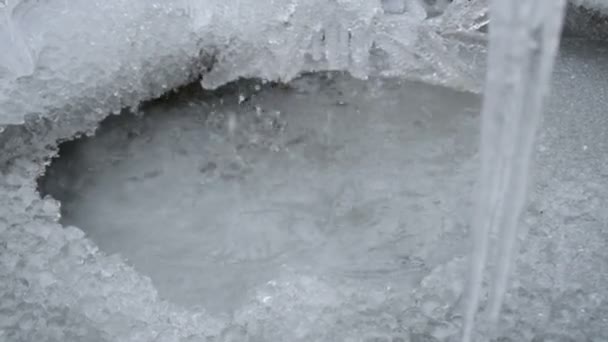 Ice and icicles melting in winter - Footage, Video