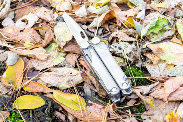 Εργαλείο μαχαίρι για φυλλοβόλο φθινόπωρο φόντο. Μαχαίρι εργαλεία. - Φωτογραφία, εικόνα