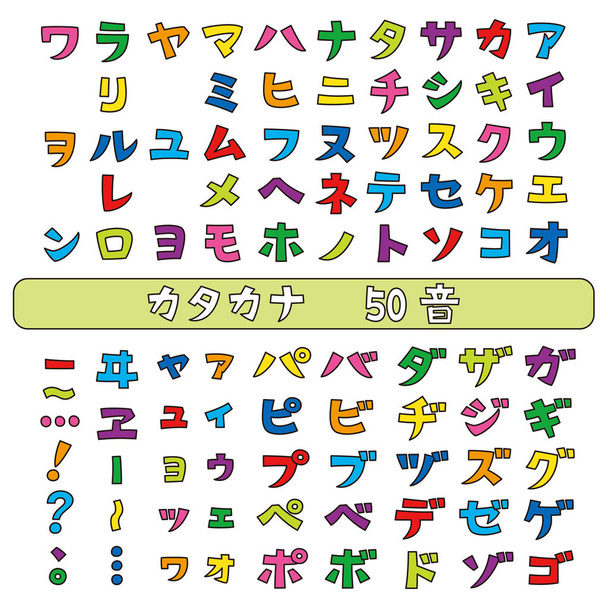 Písma katakana japonské, japonské slabikář, barvu vektorové sada - Vektor, obrázek