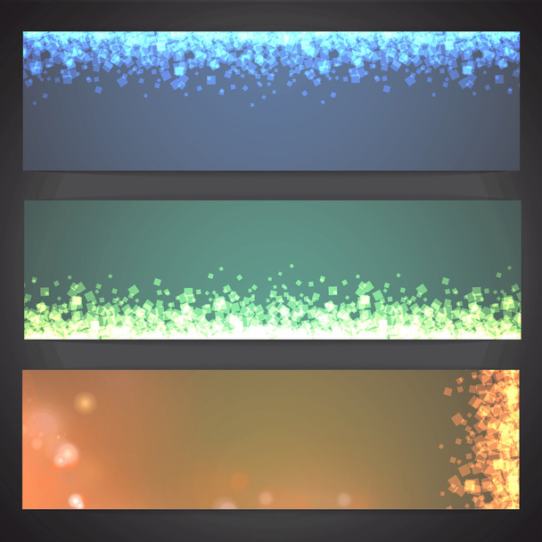 Collection of colorful banners with abstract lights. Vector design. - Vector, afbeelding