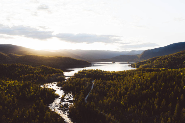 The Vassfaret forest seen from drone in Norway - Foto, Imagen