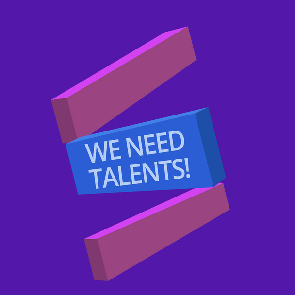 Texto manuscrito Necesitamos Talentos. Concepto que significa buscar reclutadores creativos para unirse a la empresa o el equipo
 - Foto, Imagen