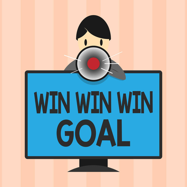 Sinal de texto mostrando Win Win Goal. Foto conceitual Abordagem que visa satisfazer todas as partes envolvidas
 - Foto, Imagem