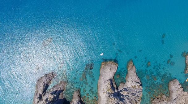 Aerial overhead view of Capo Vaticano coastline in Calabria, Italy. - Photo, Image