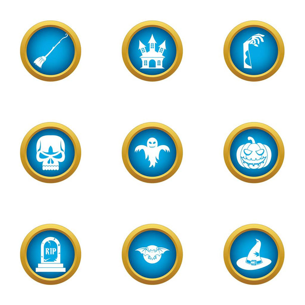 Departed icons set, flat style - Vector, imagen