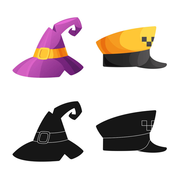 Isolated object of headgear and cap icon. Set of headgear and accessory vector icon for stock. - Vetor, Imagem