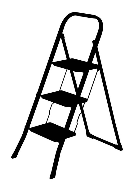 silhouette folding ladder on white background, vector illustration - Vector, Image