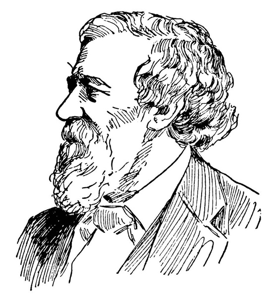 robert browning, 1812-1889, war ein englischer Dichter und Dramatiker, dessen Beherrschung des dramatischen Monologs ihn zu einem der führenden viktorianischen Dichter, Vintage-Linienzeichnung oder Stich-Illustration machte. - Vektor, Bild