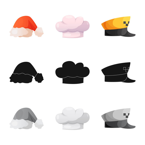 Vector illustration of headgear and cap icon. Set of headgear and accessory vector icon for stock. - Vecteur, image