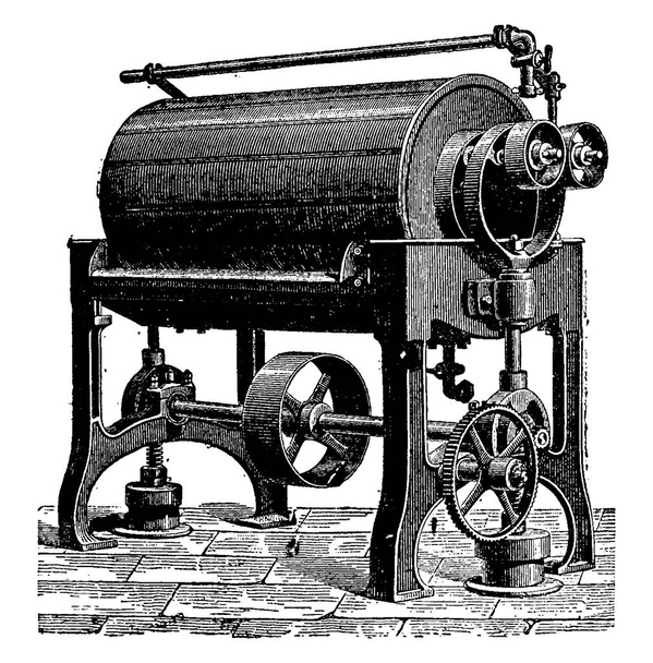 Draaiende of roterende Canister, vintage gegraveerde afbeelding. Industriële encyclopedie E.-O. Lami - 1875 - Vector, afbeelding
