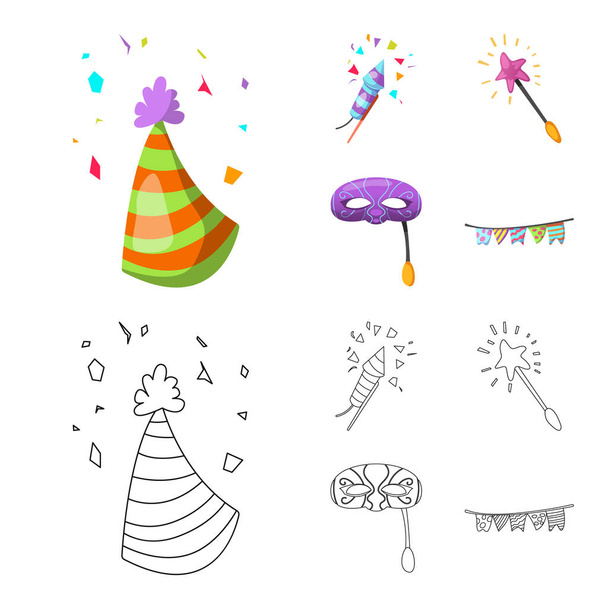 Isolated object of party and birthday logo. Set of party and celebration stock vector illustration. - Вектор,изображение