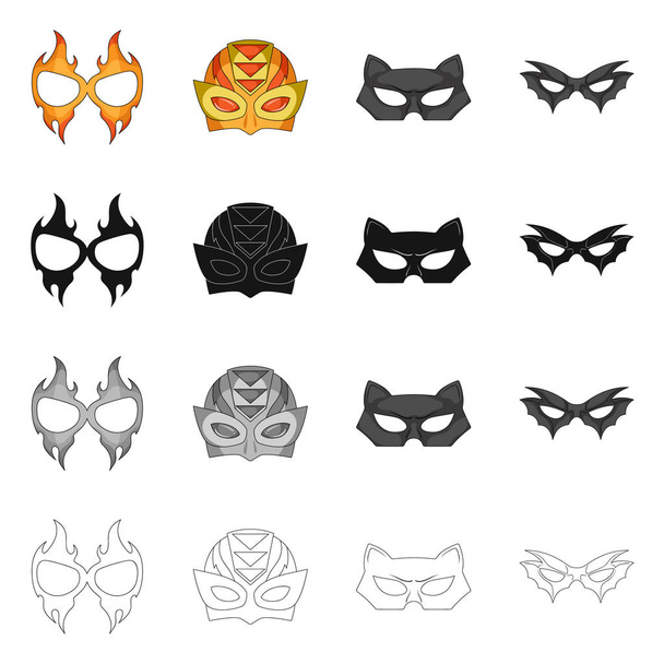 Vector illustration of hero and mask icon. Set of hero and superhero stock symbol for web. - Vektori, kuva