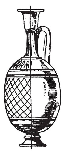 Griego Lekythos se pinta en blanco y negro, es un tipo de recipiente griego antiguo, dibujo de línea vintage o grabado
. - Vector, imagen