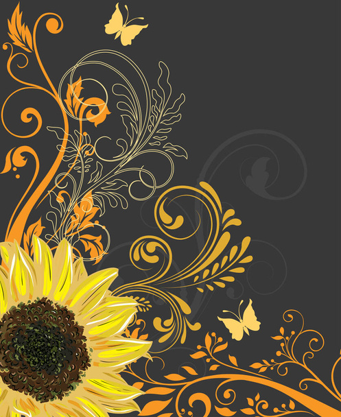 Illustration vectorielle, papier peint avec éléments floraux - Vecteur, image