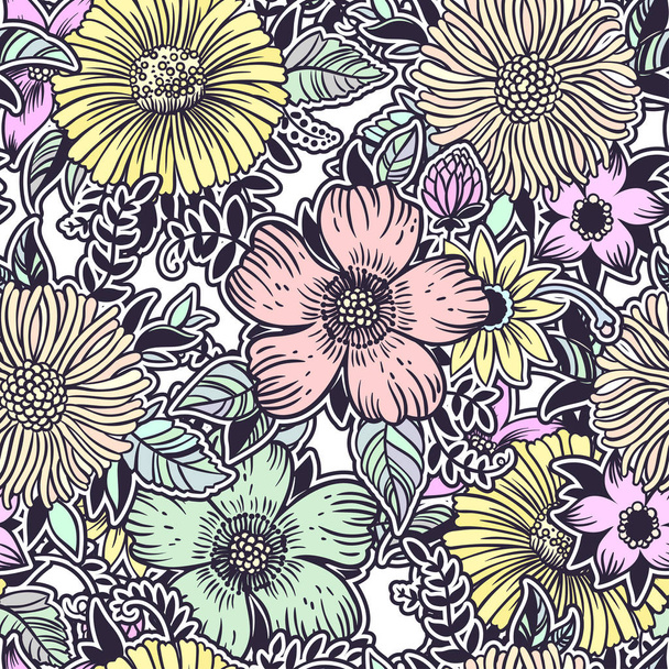 Colourful flowers for greeting cards, wrapping paper, invitations, etc. - Vektor, Bild