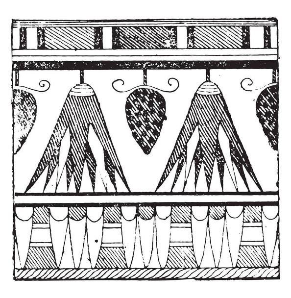 Egyptin koriste kiinnittää hautoja Qurna, vintage kaiverrettu kuva
 - Vektori, kuva