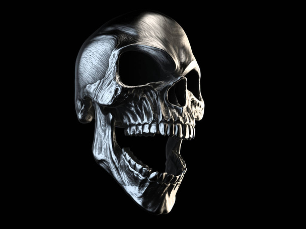 Rindo crânio de demônio prata
 - Foto, Imagem