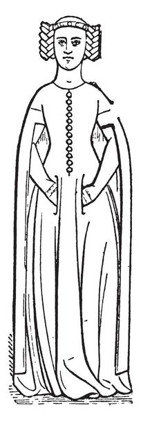 Filha de Eduardo III mostraram que eles consideravam apropriado para o traje, desenho de linha vintage ou gravura ilustração
. - Vetor, Imagem