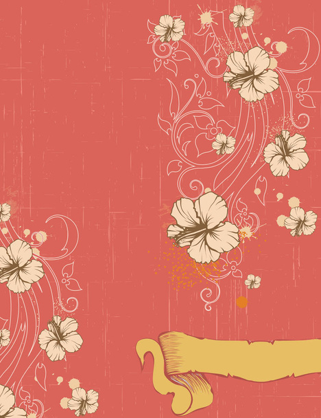 ilustração vetorial, papel de parede com elementos florais - Vetor, Imagem