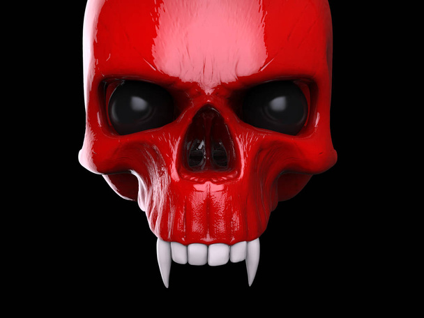 Crâne de vampire rouge cramoisi avec dents blanches
 - Photo, image