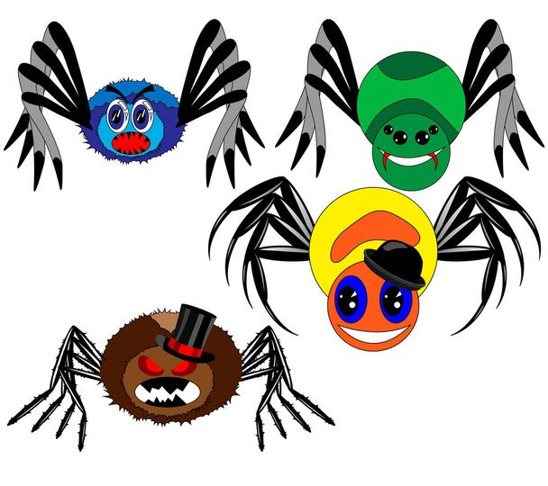 Illustration of spiders on a white background - Vector, Image